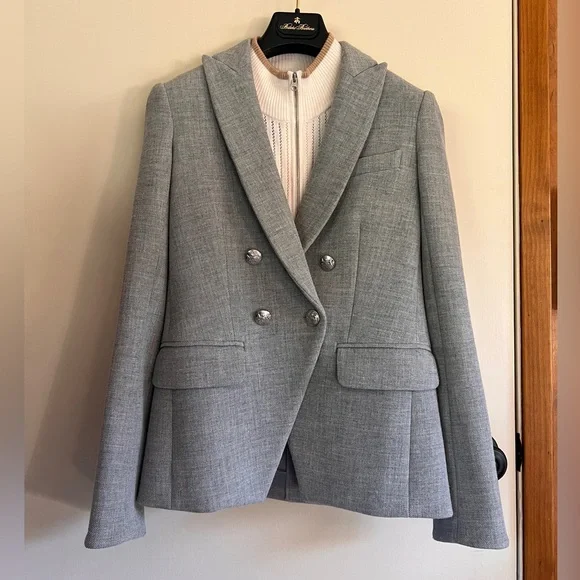 Veronica Beard Daytona Double-Breast Dickey Jacket, light grey gray - Picture 5 of 12